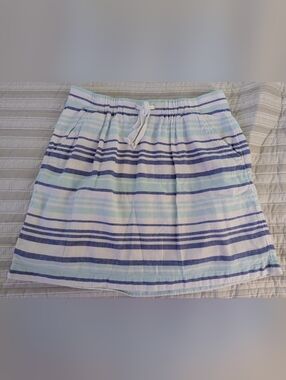 GAP White Navy Light Blue Striped Drawstring Mini Skirt